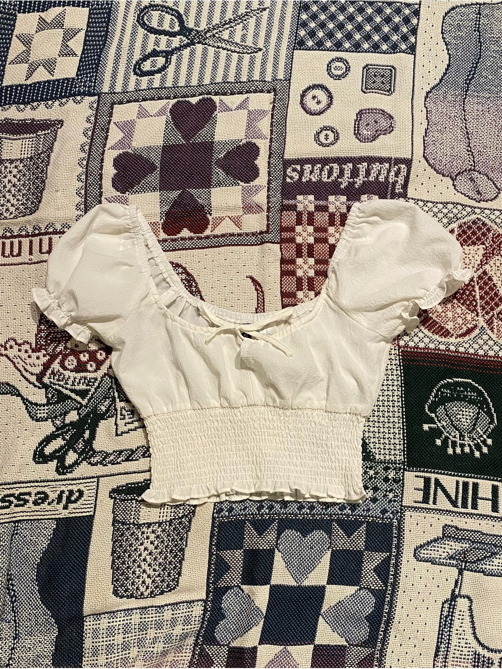 White Coquette Top with Puff Sleeves